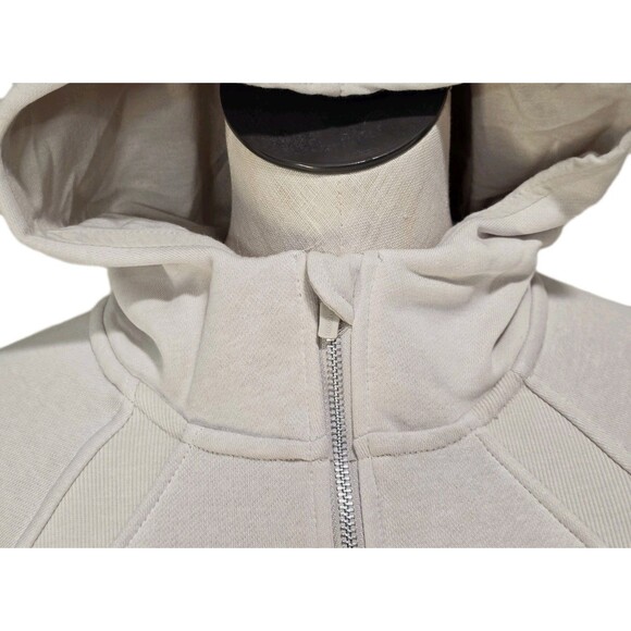 Danskin Half Zip Mixed Rib Cozy Hoodie Thumbhole Kangaroo Pocket Cream Women XXL - Picture 5 of 14